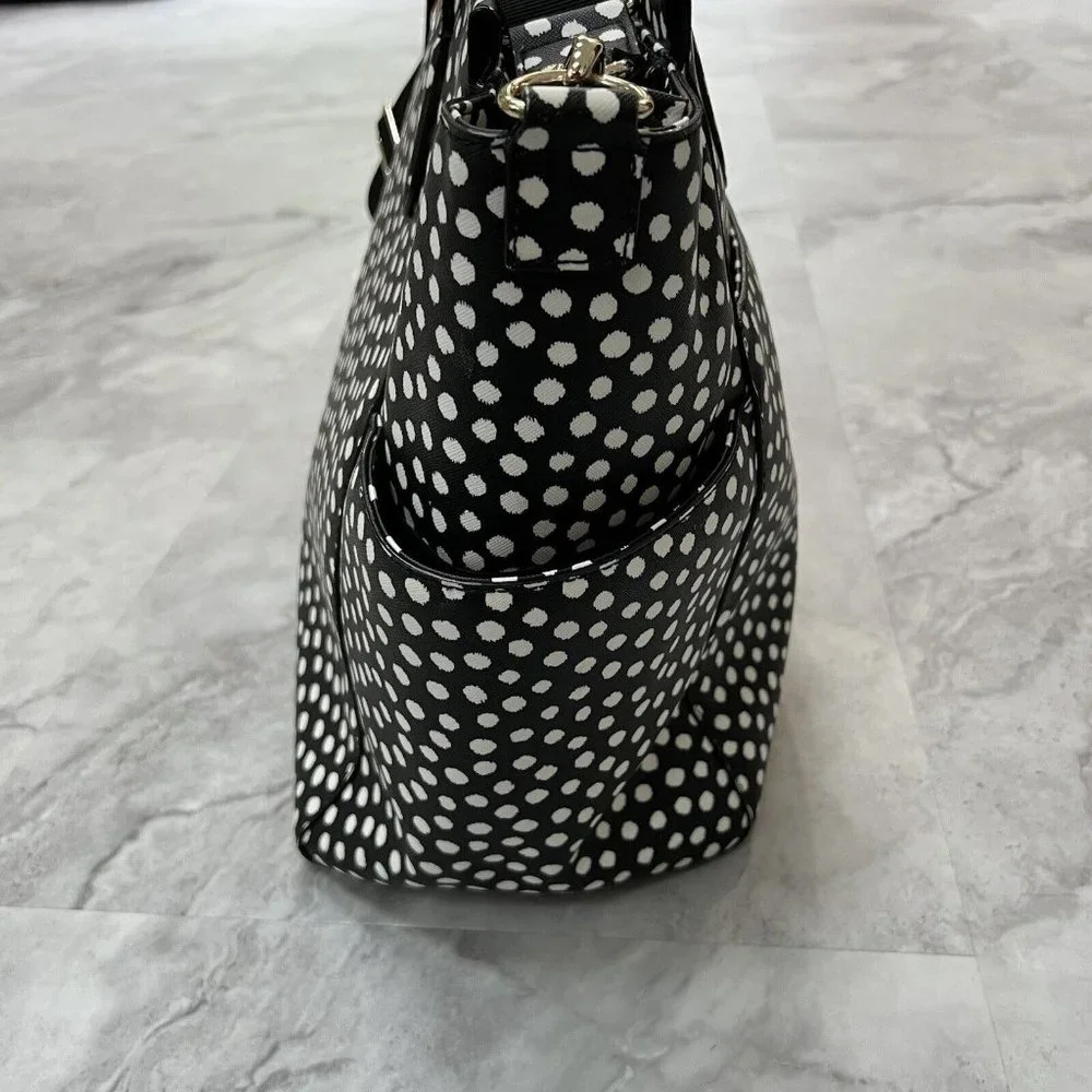Kate Spade Baby Diaper Bag Black Polka Dot Kaylie Changing Pad Shoulder Strap - Picture 11 of 16